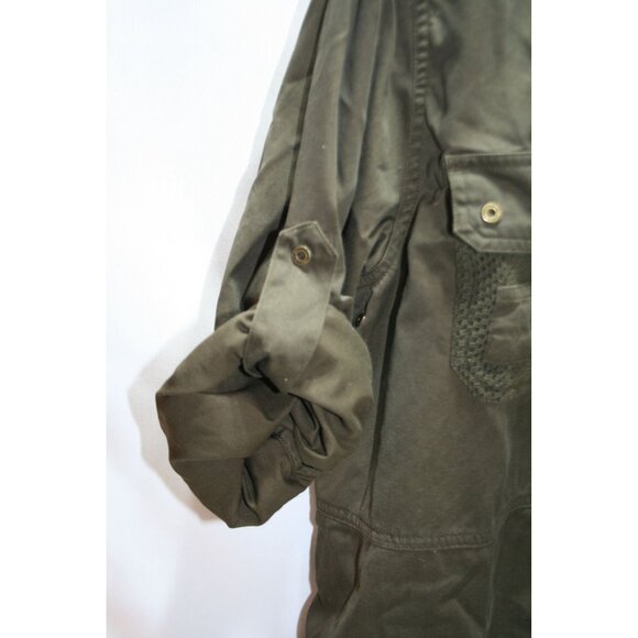 LRL Ralph Lauren Women L Military Style Utility Shirt Olive Green Safari Grunge - Picture 2 of 10